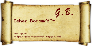 Geher Bodomér névjegykártya